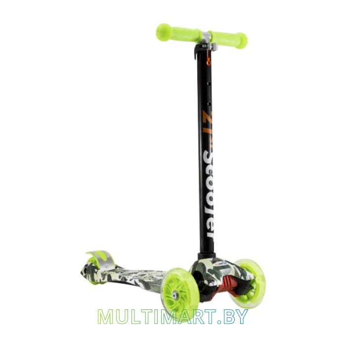 Самокат 21st Scooter Maxi GRL 036Z салатовый, прозрачные колёса